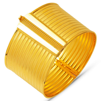 14K Yellow Gold 13 Row Mesh Hinged Cuff Bangle (41 g)