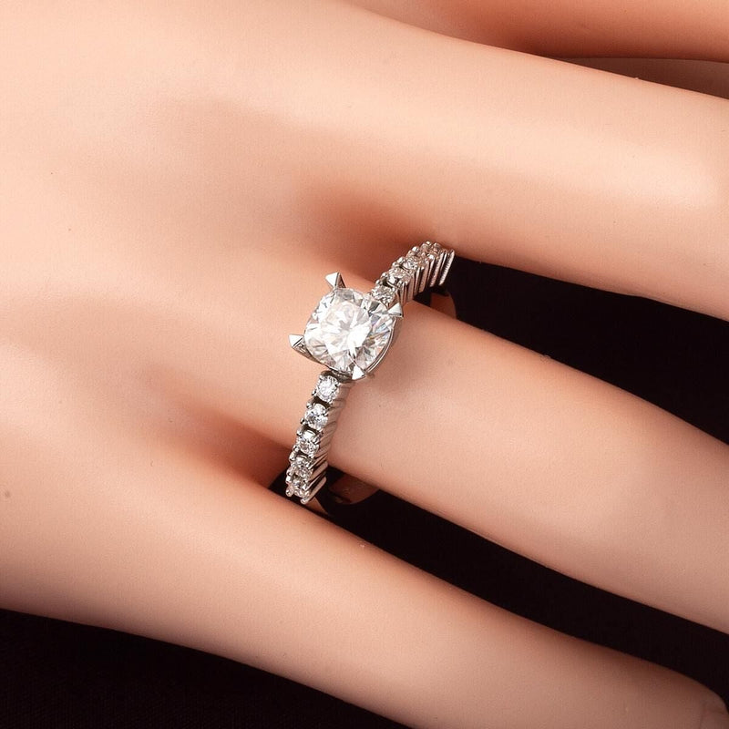 14K White Gold 1.30 Ct Solitaire Moissanite Ring