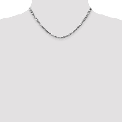 16 Inch 14K White Gold 3mm Flat Figaro Chain Necklace