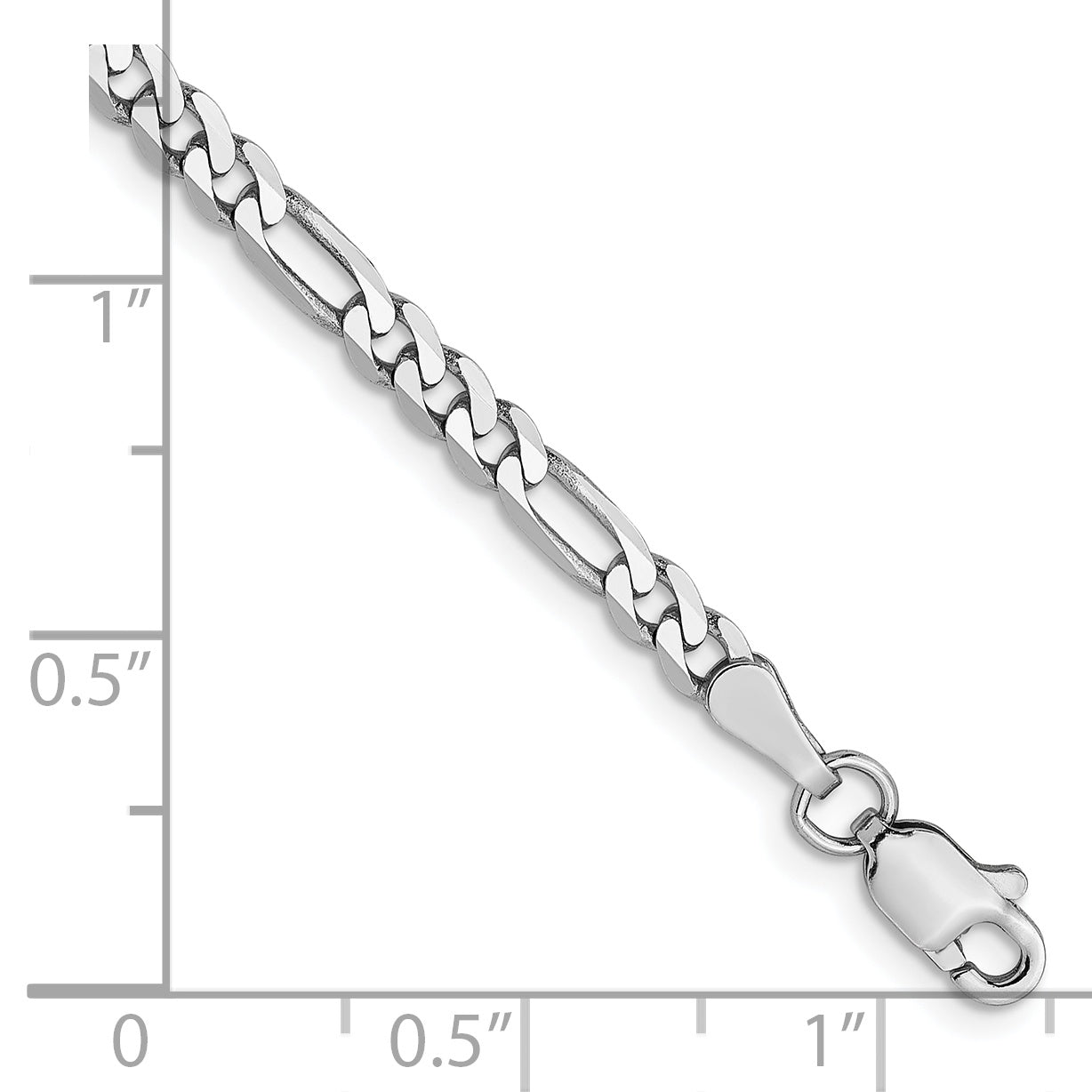 7 Inch 14K White Gold 3mm Flat Figaro Chain