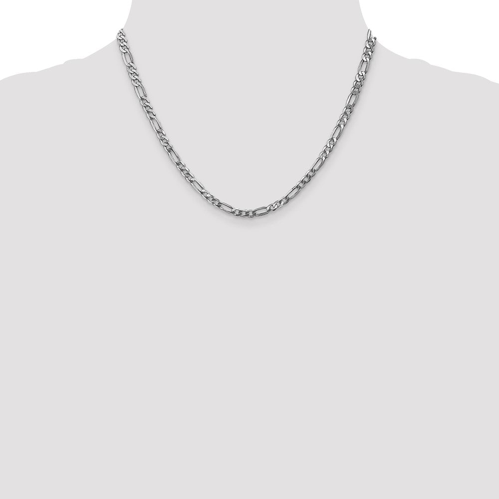18 Inch 14K 4mm White Gold Flat Figaro Chain Lobster Clasp
