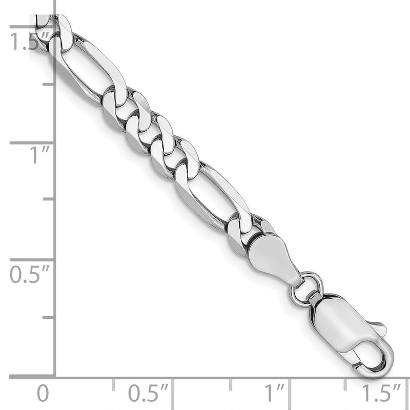 8 Inch 14K White Gold 5mm Flat Figaro Chain Bracelet