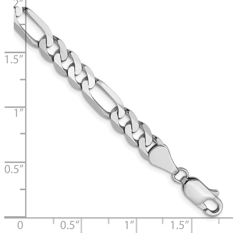 8 Inch 14K White Gold 5.5mm Flat Figaro Chain Bracelet