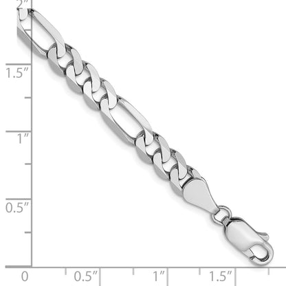 7 Inch 14K White Gold 5.5mm Flat Figaro Chain Bracelet