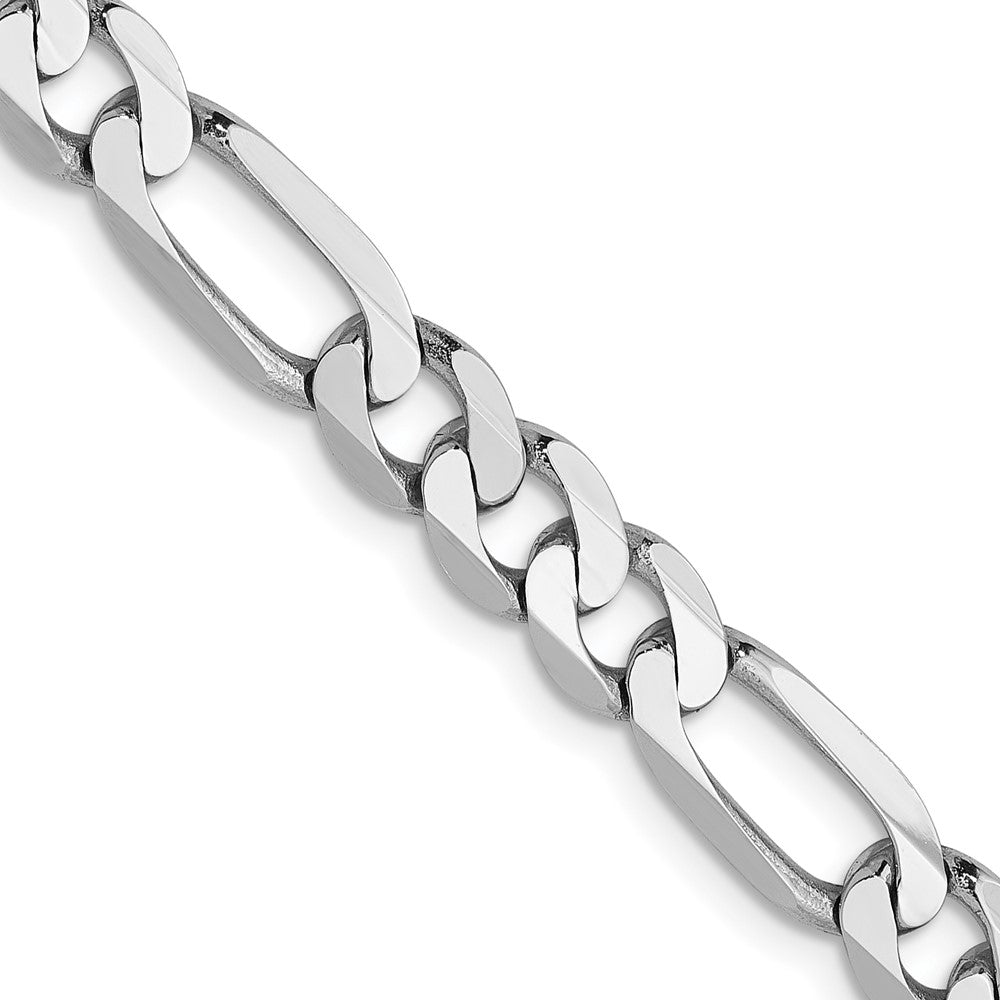 20 Inch 14K White Gold 5.5mm Flat Figaro Chain Necklace