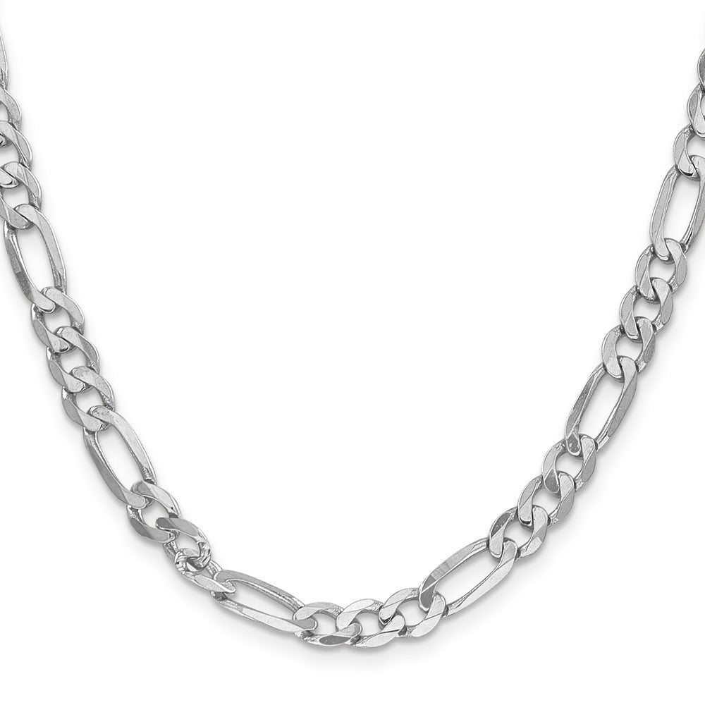 24 Inch 14K White Gold 6mm Flat Figaro Chain Necklace