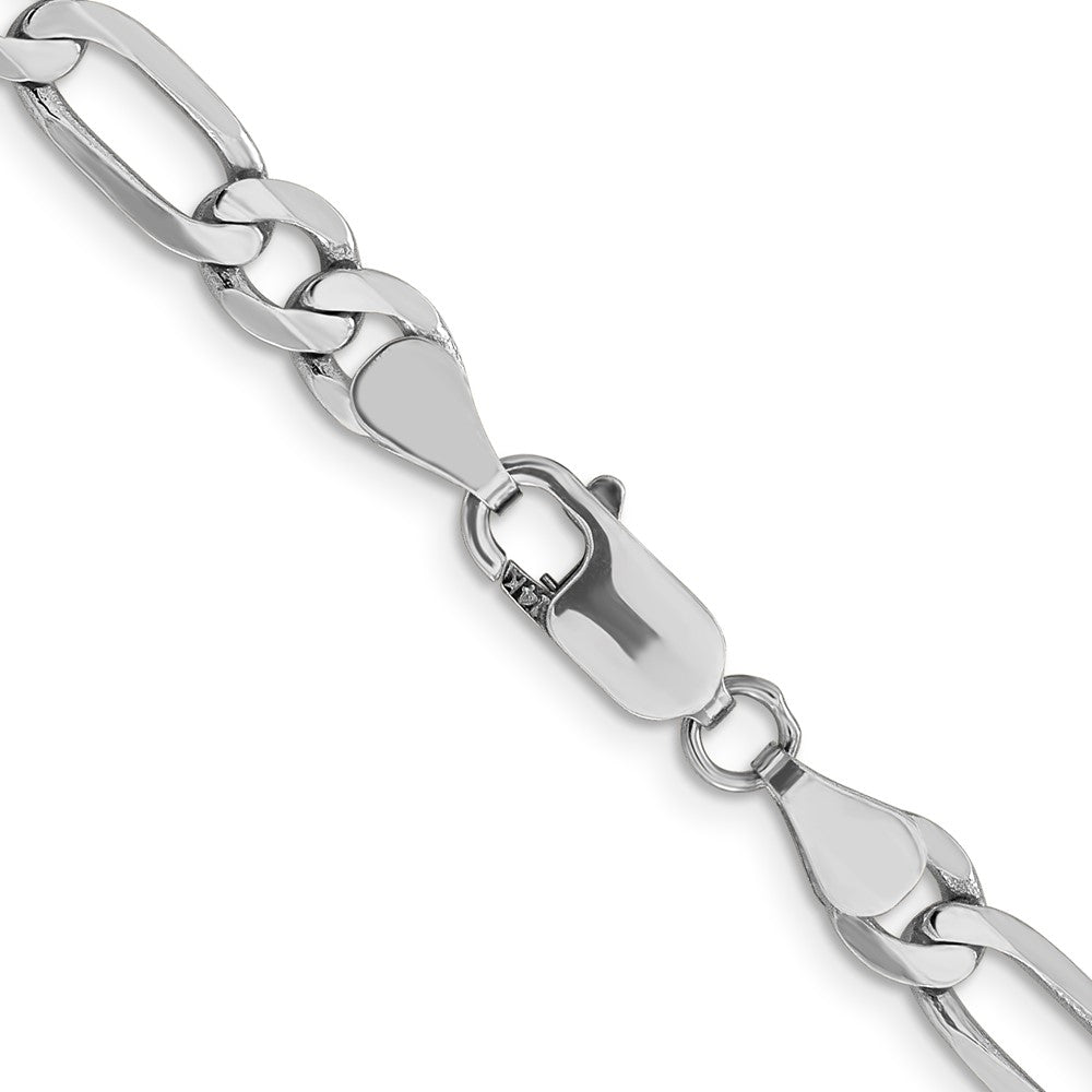 24 Inch 14K White Gold 6mm Flat Figaro Chain Necklace