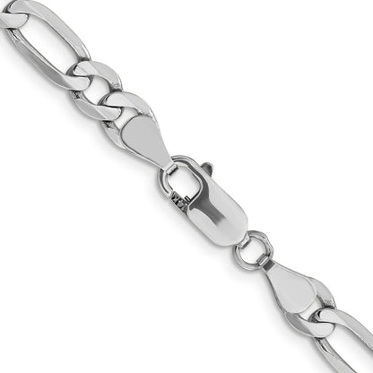 24 Inch 14K White Gold 6mm Flat Figaro Chain Necklace