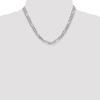 18 Inch 14K White Gold 6mm Flat Figaro Chain Necklace