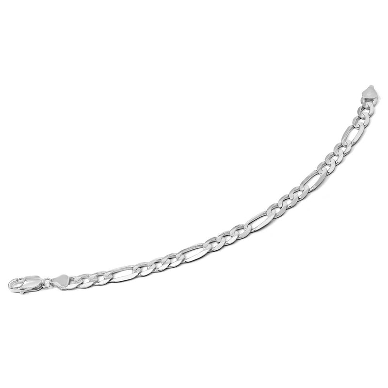 8 Inch 14K White Gold 6mm Flat Figaro Chain Bracelet