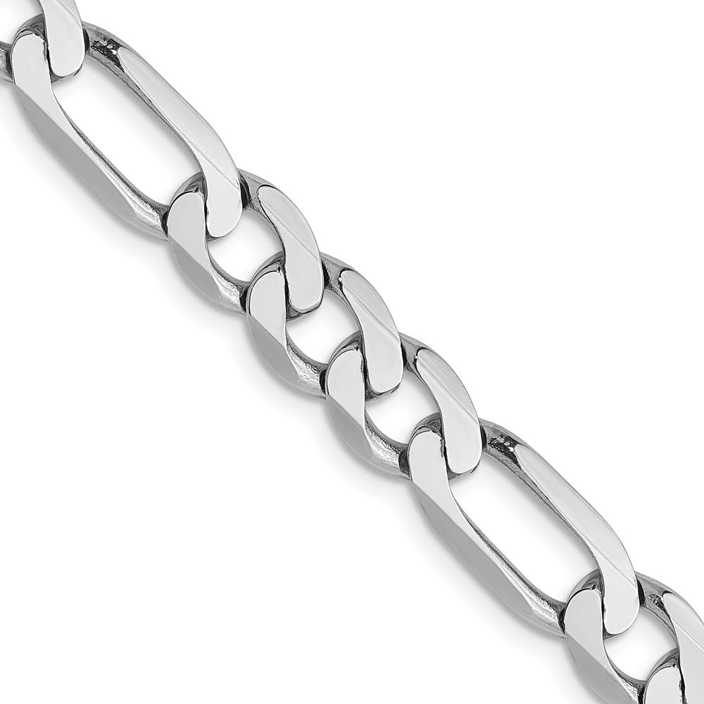 18 Inch 14K White Gold 6mm Flat Figaro Chain Necklace