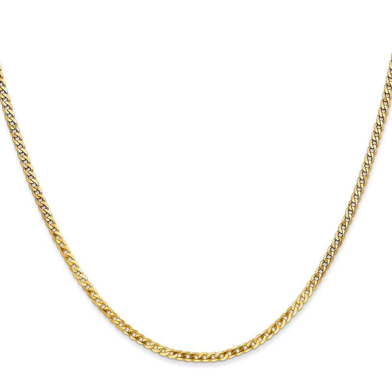 18 Inch 14K 2.2mm Flat Beveled Curb Chain Necklace
