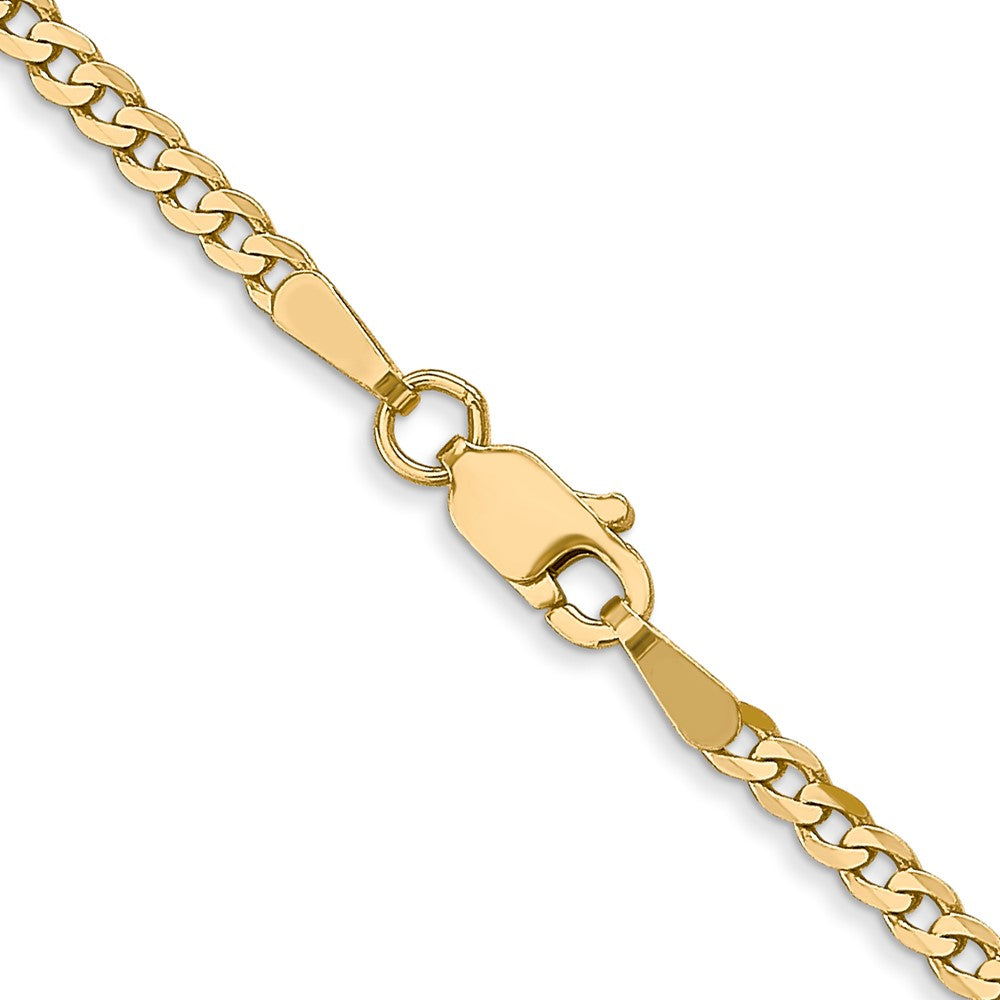 20 Inch 14K 2.2mm Flat Beveled Curb Chain Necklace