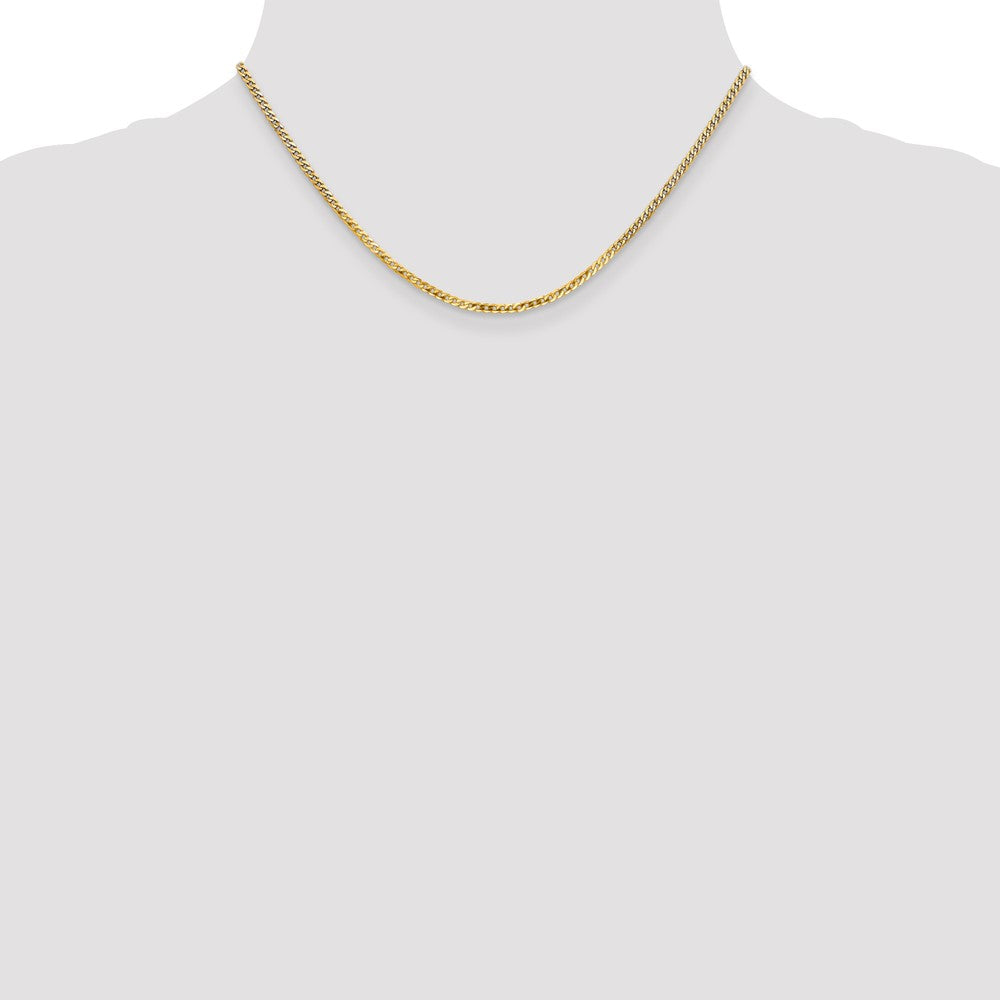 16 Inch 14K 2.2mm Flat Beveled Curb Chain Necklace