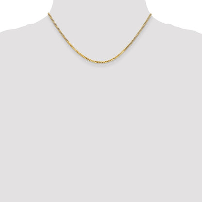 16 Inch 14K 2.2mm Flat Beveled Curb Chain Necklace