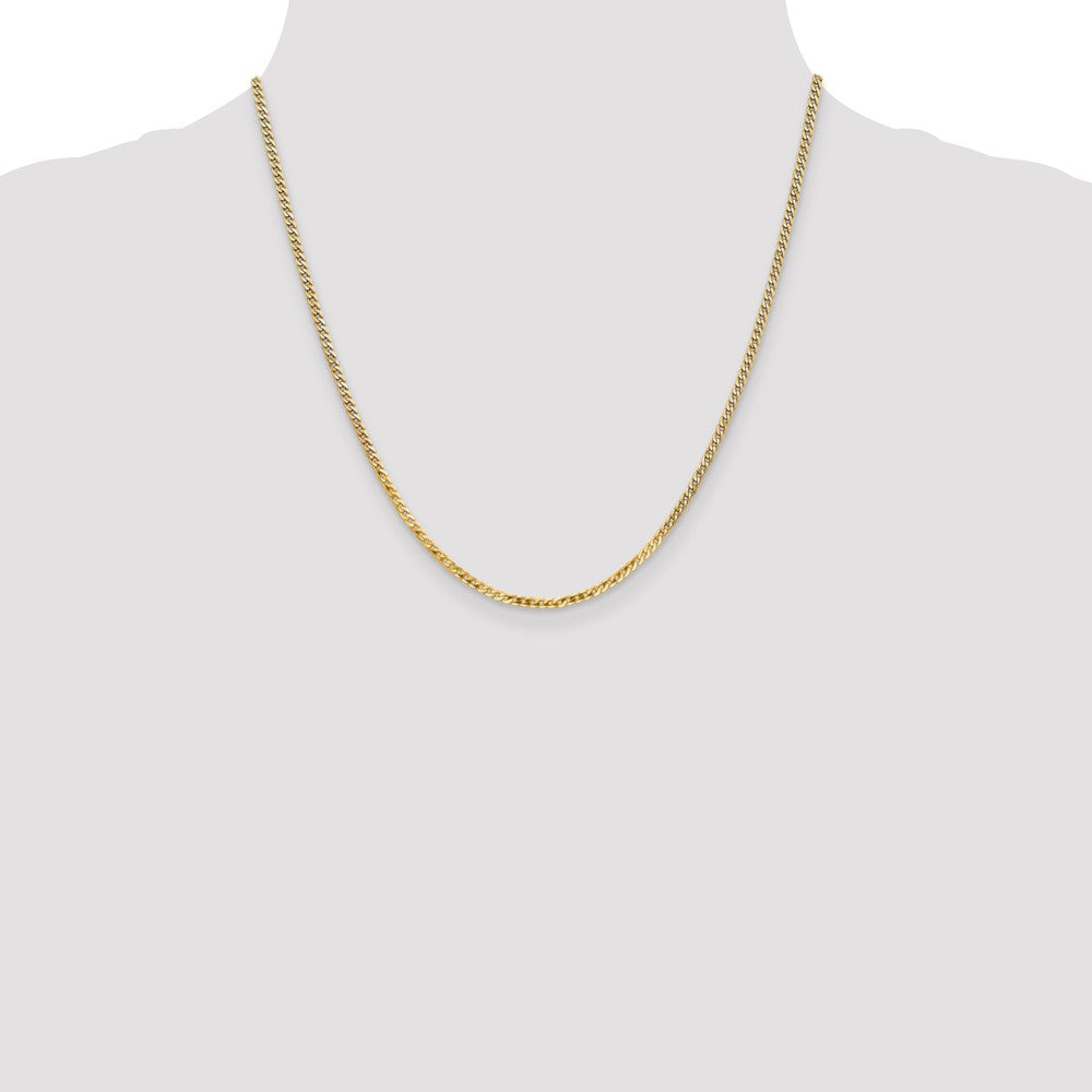 20 Inch 14K 2.2mm Flat Beveled Curb Chain Necklace