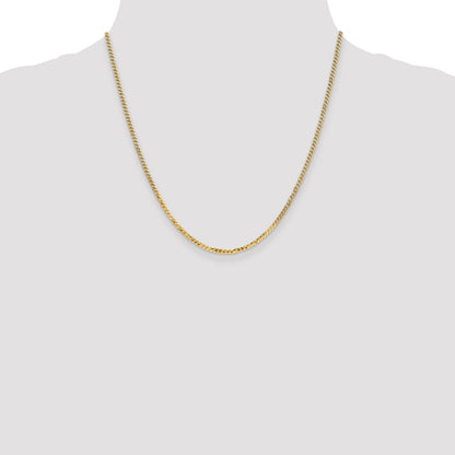 20 Inch 14K 2.2mm Flat Beveled Curb Chain Necklace