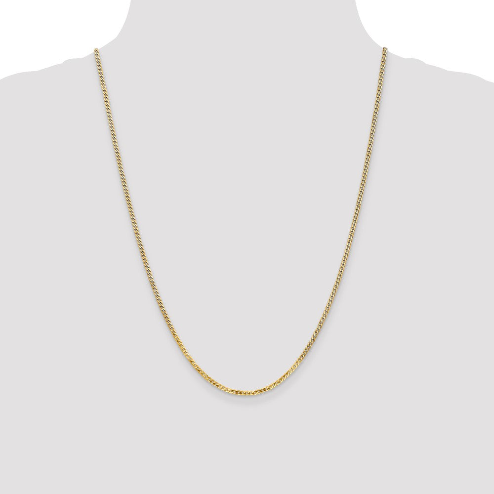 24 Inch 14K 2.2mm Flat Beveled Curb Chain Necklace