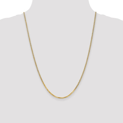 24 Inch 14K 2.2mm Flat Beveled Curb Chain Necklace