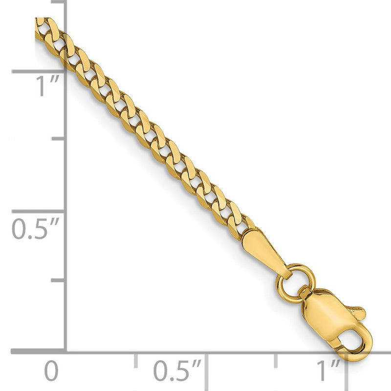 8 Inch 14K 2.2mm Flat Beveled Curb Chain Bracelet