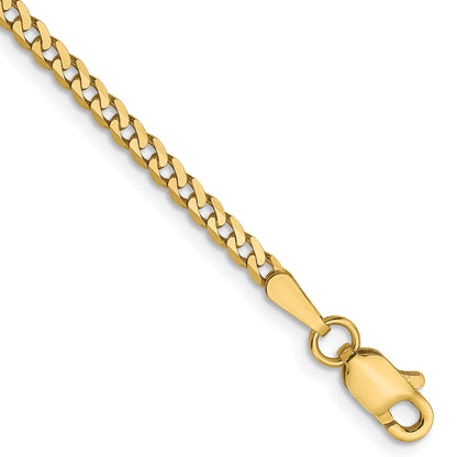 7 Inch 14K 2.2mm Flat Beveled Curb Chain