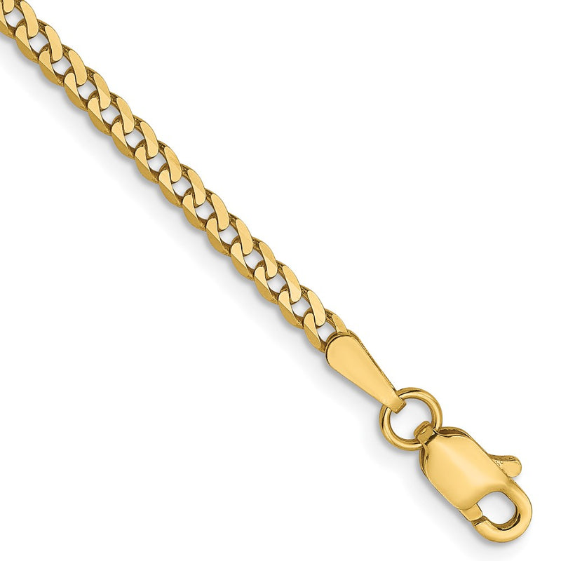 7 Inch 14K 2.2mm Flat Beveled Curb Chain Bracelet