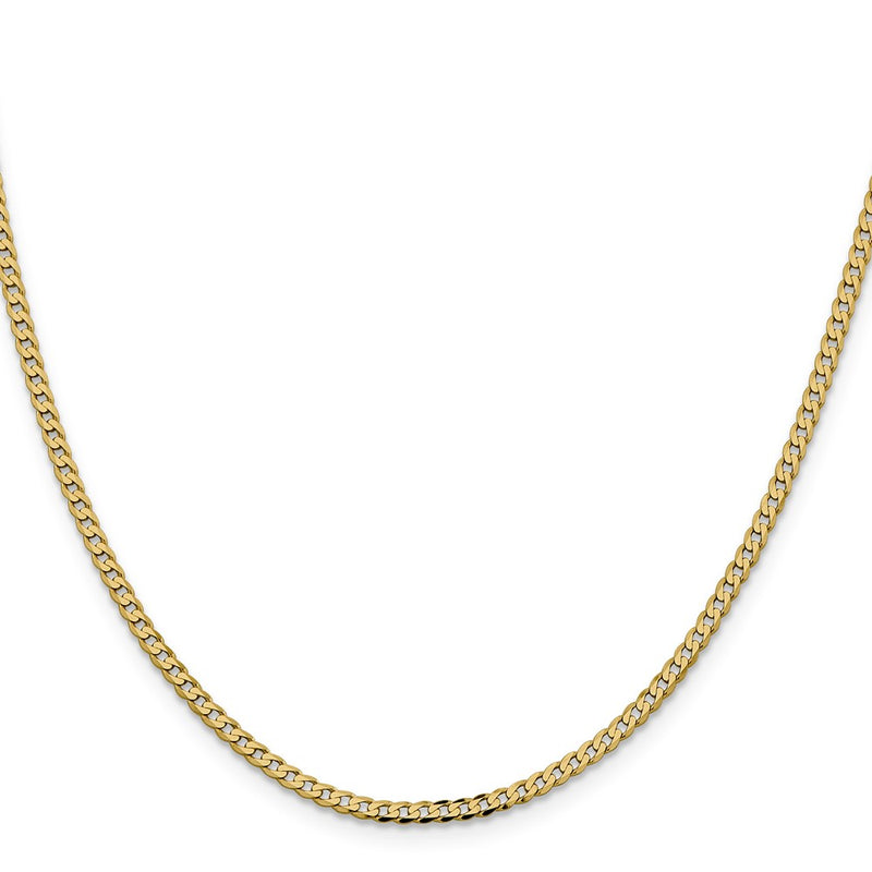 24 Inch 14K 2.3mm Flat Beveled Curb Chain Necklace