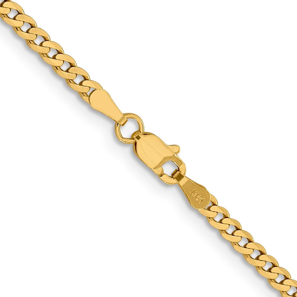 18 Inch 14K 2.3mm Flat Beveled Curb Chain Necklace