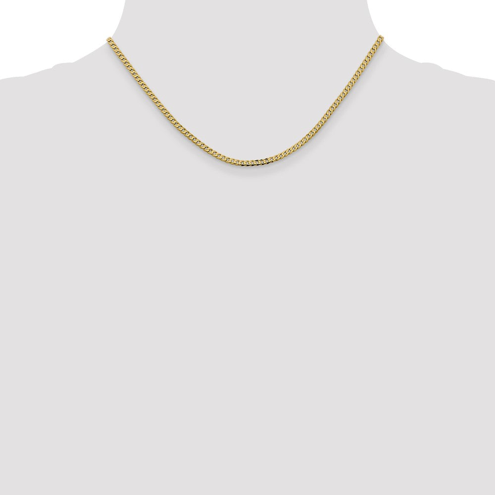 16 Inch 14K 2.3mm Flat Beveled Curb Chain Necklace