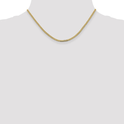 16 Inch 14K 2.3mm Flat Beveled Curb Chain Necklace