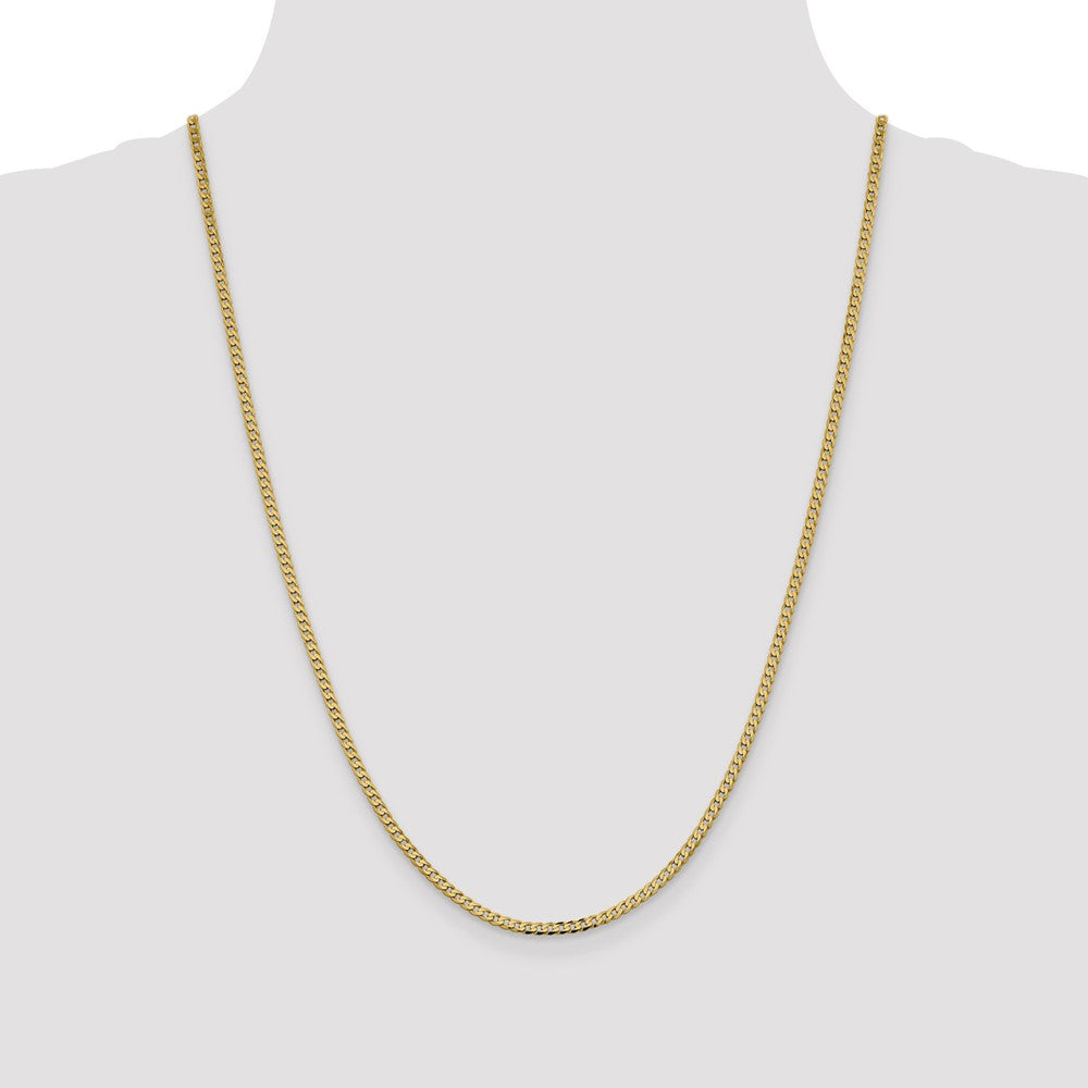 24 Inch 14K 2.3mm Flat Beveled Curb Chain Necklace