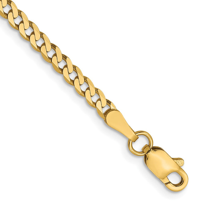 7 Inch 14K 2.3mm Flat Beveled Curb Chain Bracelet