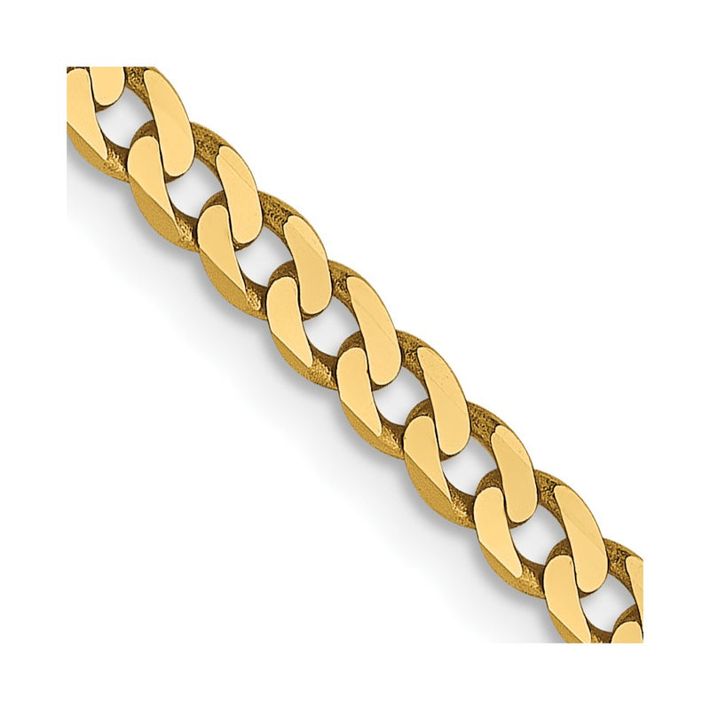 18 Inch 14K 2.3mm Flat Beveled Curb Chain Necklace