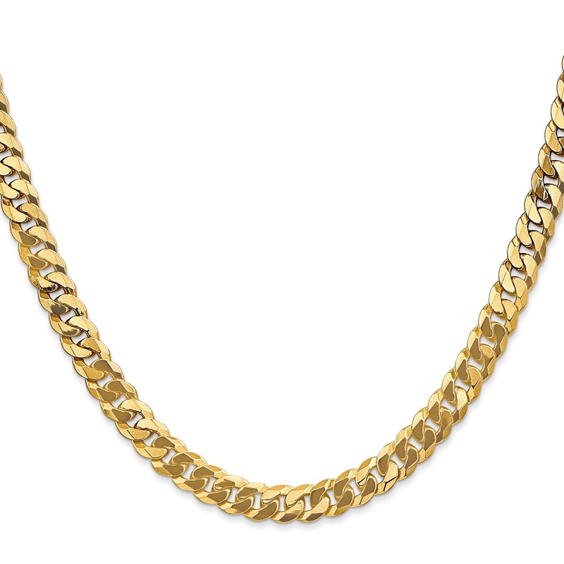 20 Inch 14K 6.1mm Flat Beveled Curb Chain Necklace