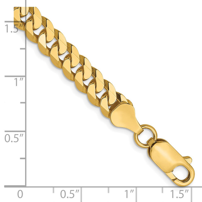 9 Inch 14K 6.1mm Flat Beveled Curb Chain Bracelet