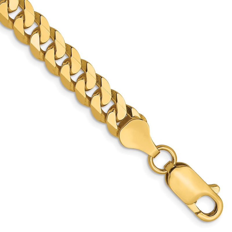 9 Inch 14K 6.1mm Flat Beveled Curb Chain Bracelet