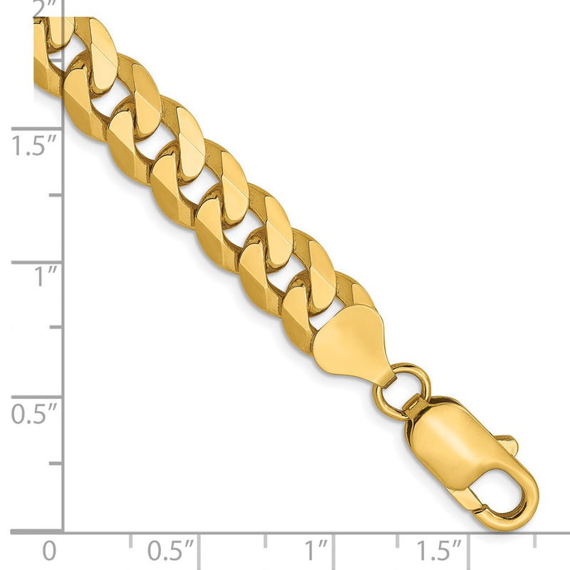 9 Inch 14K 8mm Flat Beveled Curb Chain Bracelet