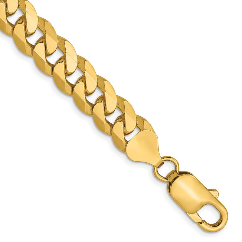 9 Inch 14K 8mm Flat Beveled Curb Chain Bracelet
