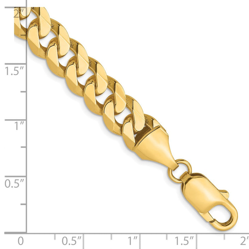 9 Inch 14K 8.75mm Flat Beveled Curb Chain Bracelet