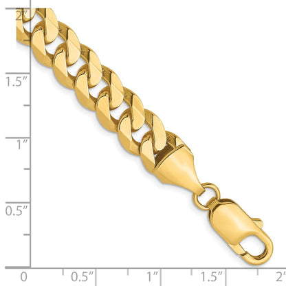 8 Inch 14K 8.75mm Flat Beveled Curb Chain Bracelet