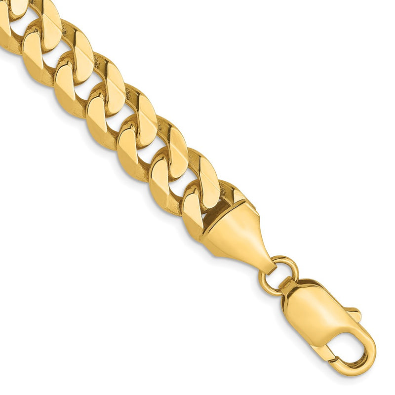 9 Inch 14K 8.75mm Flat Beveled Curb Chain Bracelet