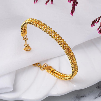 22K Yellow Gold Dorissa Bead Hinged Cuff Bangle