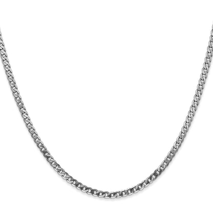 20 Inch 14K White Gold 2.9mm Flat Beveled Curb Chain Necklace