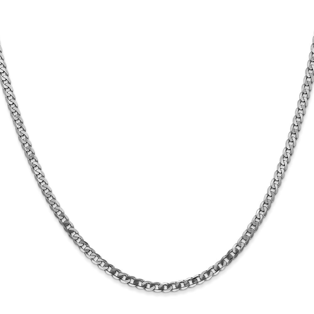 24 Inch 14K White Gold 2.9mm Flat Beveled Curb Chain Necklace