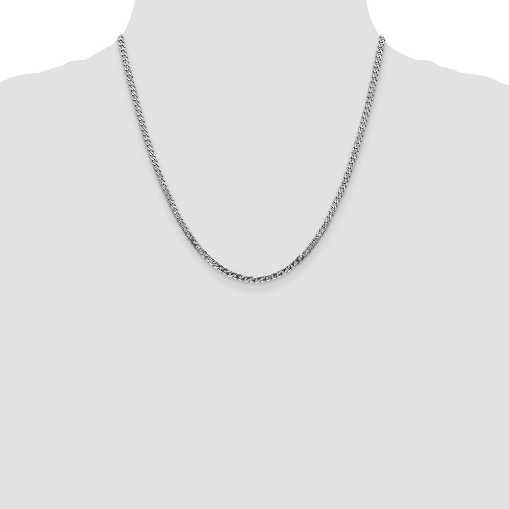 20 Inch 14K White Gold 2.9mm Flat Beveled Curb Chain Necklace