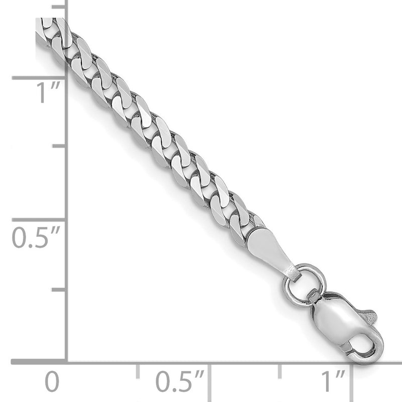 8 Inch 14K White Gold 2.9mm Flat Beveled Curb Chain Bracelet