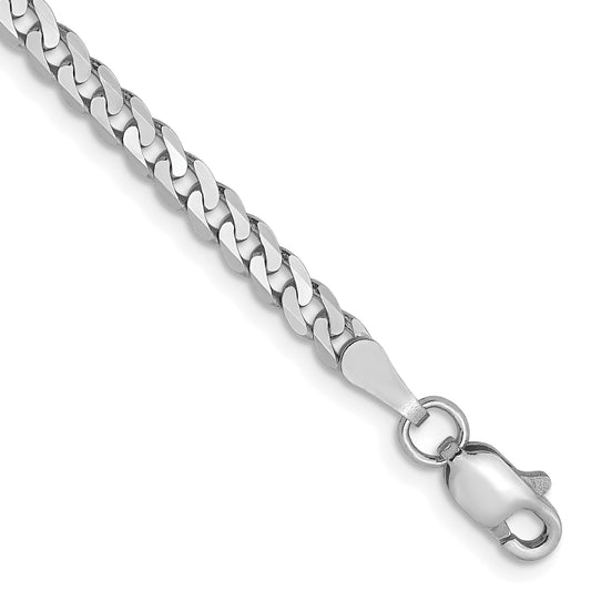 7 Inch 14K White Gold 2.9mm Flat Beveled Curb Chain