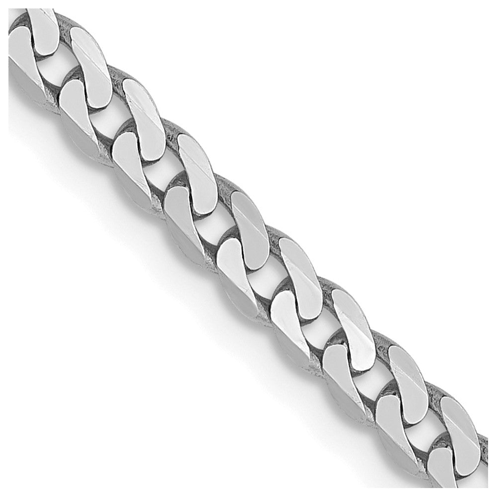 18 Inch 14K White Gold 2.9mm Flat Beveled Curb Chain Necklace