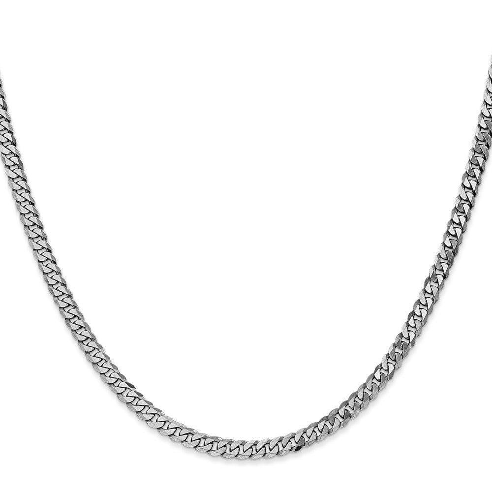 24 Inch 14K White Gold 3.9mm Flat Beveled Curb Chain Necklace