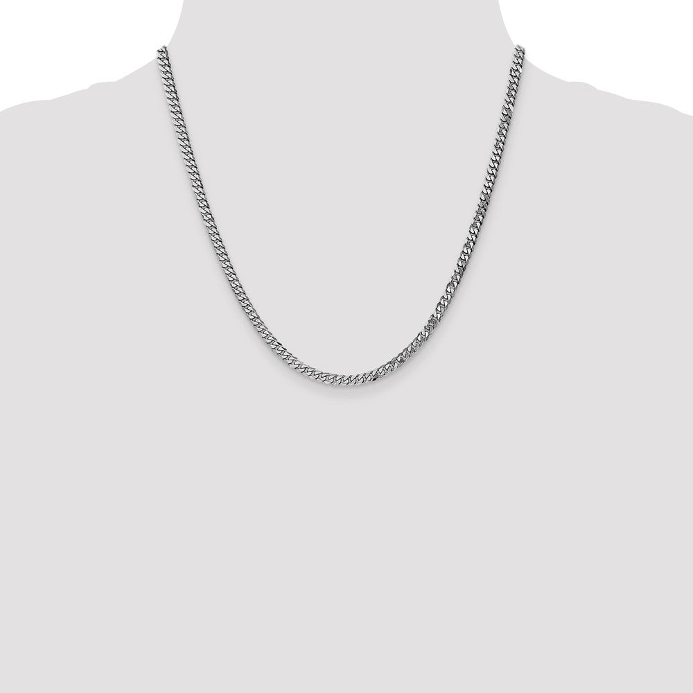 20 Inch 14K White Gold 3.9mm Flat Beveled Curb Chain Necklace